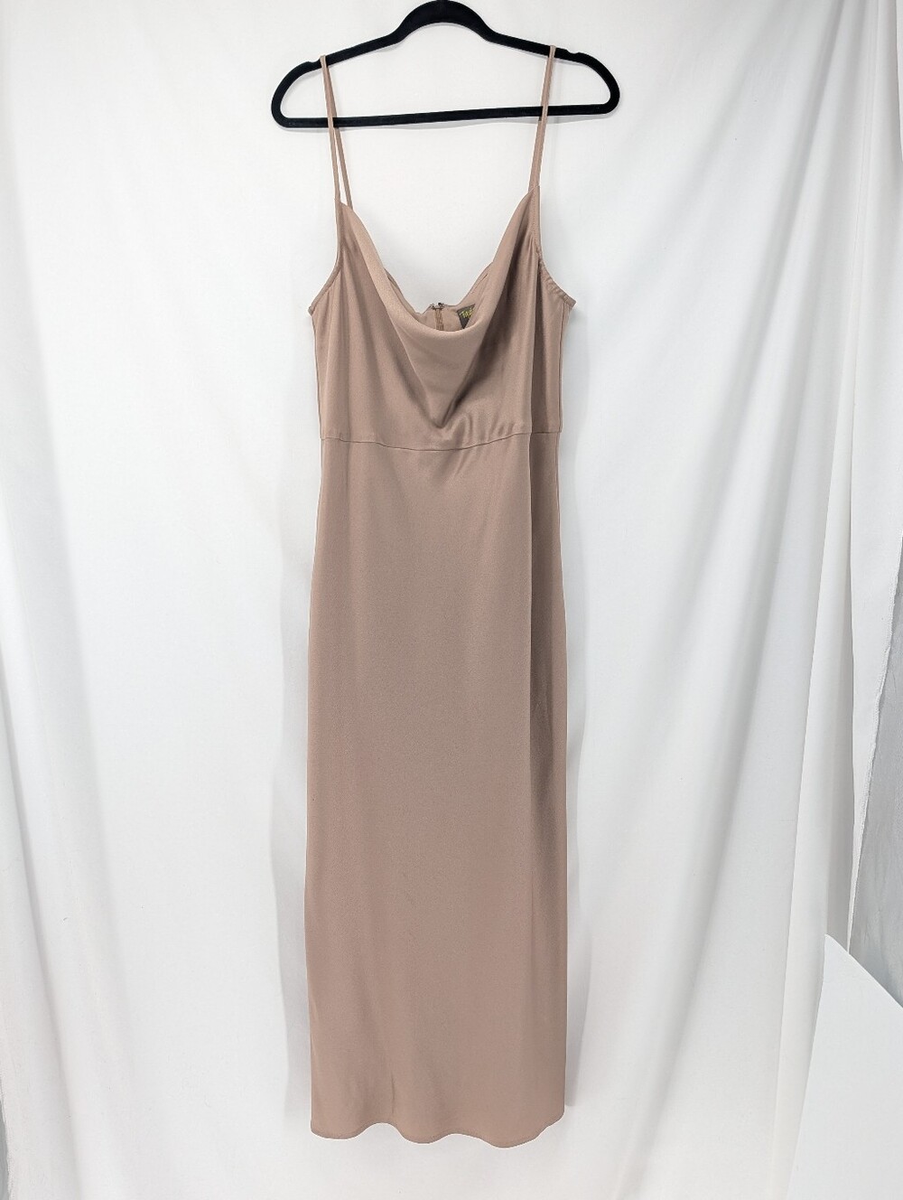 Taylor Taupe Cowl Neck Maxi Slip Dress Size 16 Neutral Minimalist Bridal Party